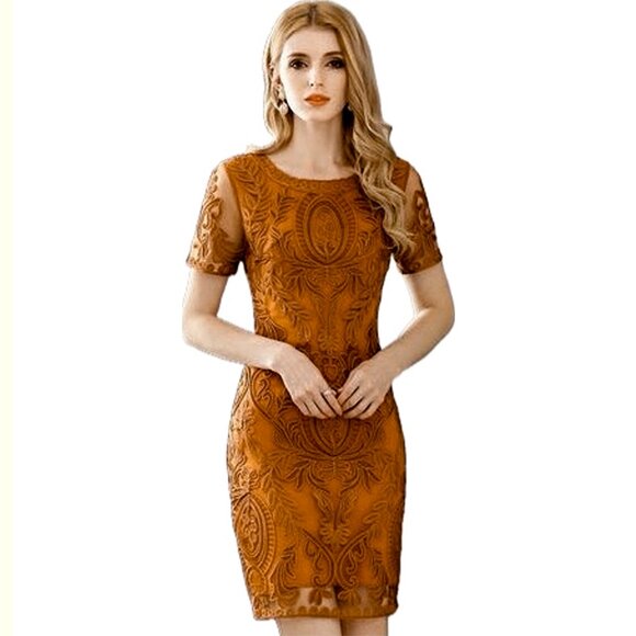 YZXH Dress with Embroidered Appliqué Trim - Picture 4 of 11